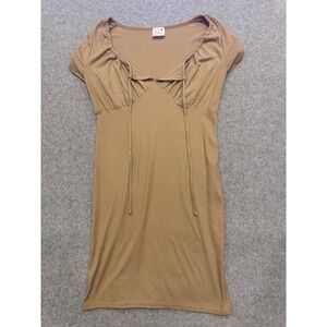 Y2K Livi by Olivia Rae Tan Ribbed Knit Milkmaid Mini Dress Short Sleeve Medium